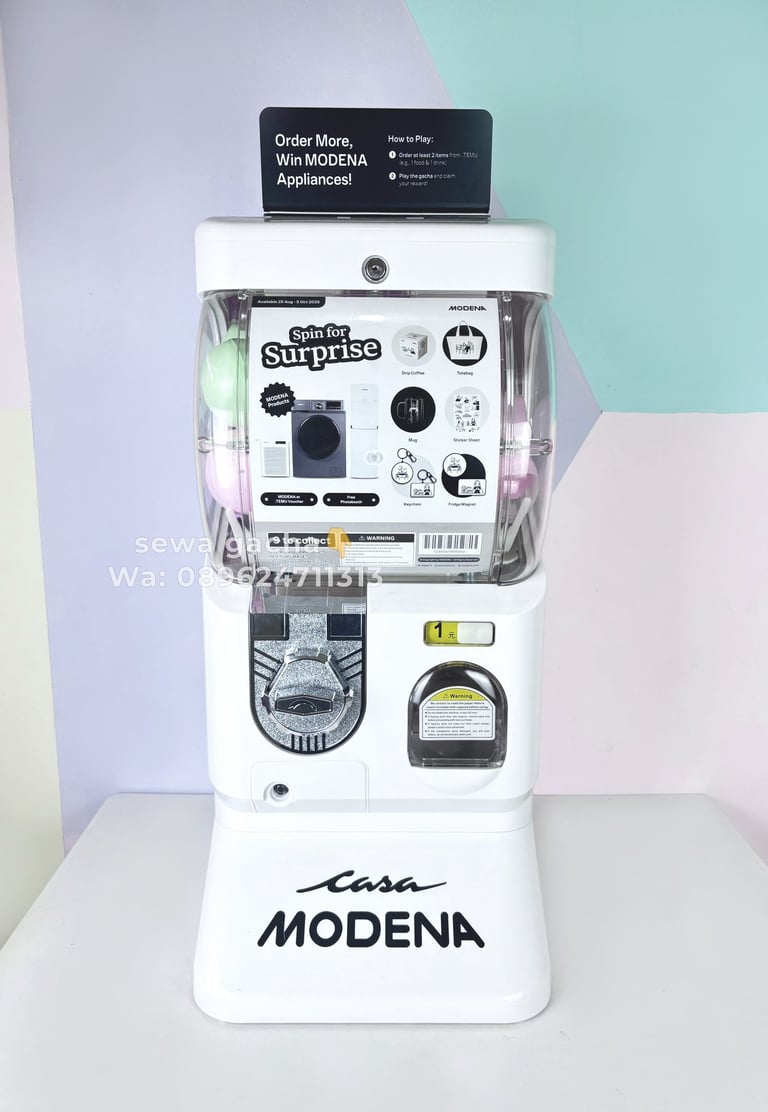 sewa mesin gachapon mini putih jabodetabek