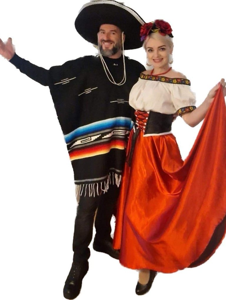 Meksikietiski kosiumai, moteriskas meksikietes kostiumas, vyriskas meksikiecio kostiumas
