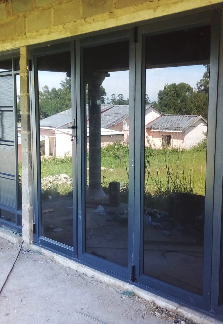 Charcoal grey 4 Panel folding door with Mirror glass