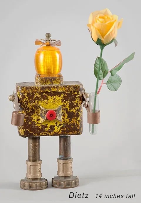 Assemblage robot named Dietz by Santa Barbara sculptor Tal Avitzur.