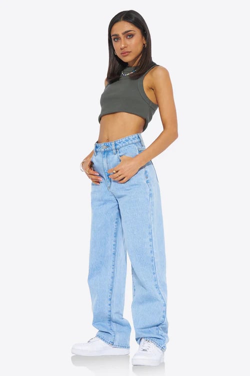 women's light blue high waist jeans