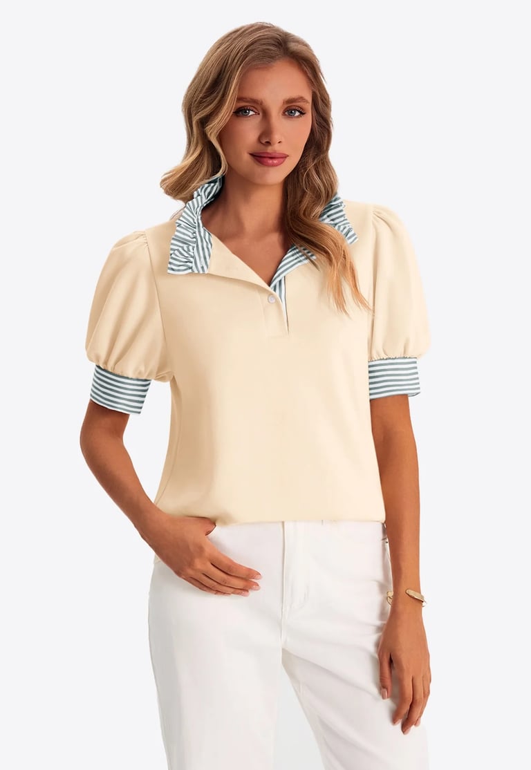 women's apricot puff sleeve blouse