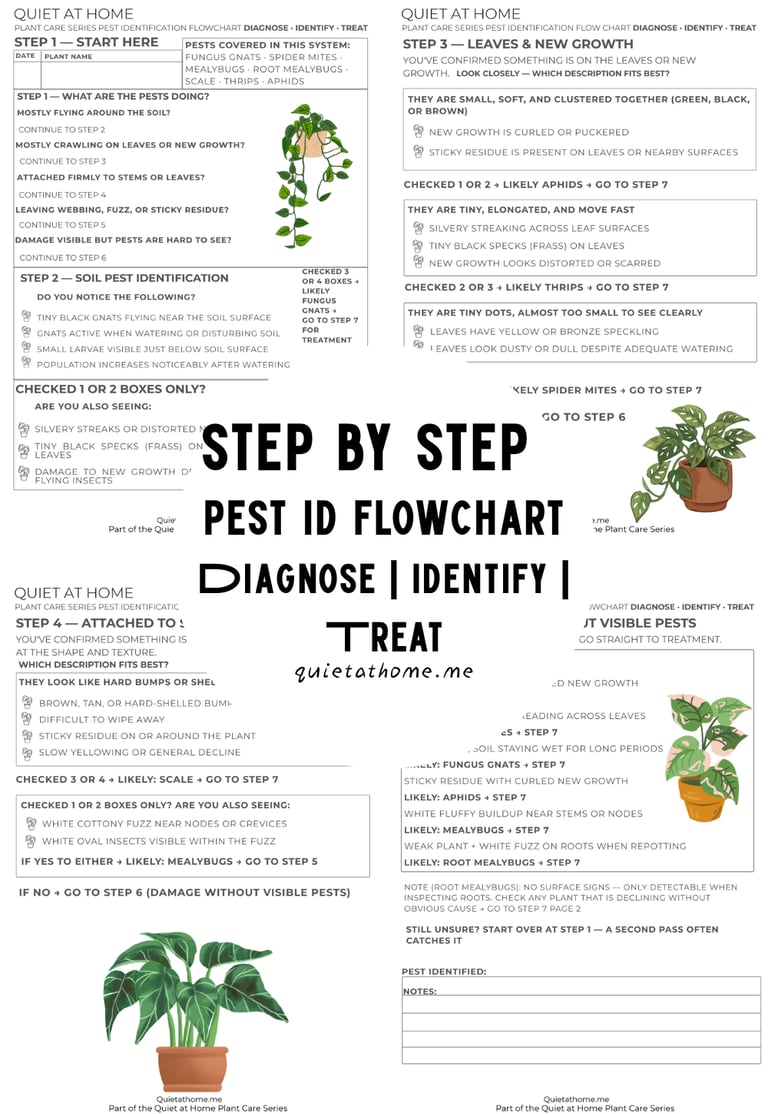 printable houseplant pest identification flowchart showing step by step diagnosis for fungus gnats s