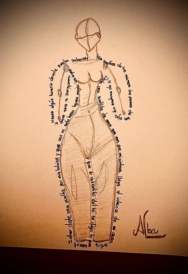 drawing of a woman's body