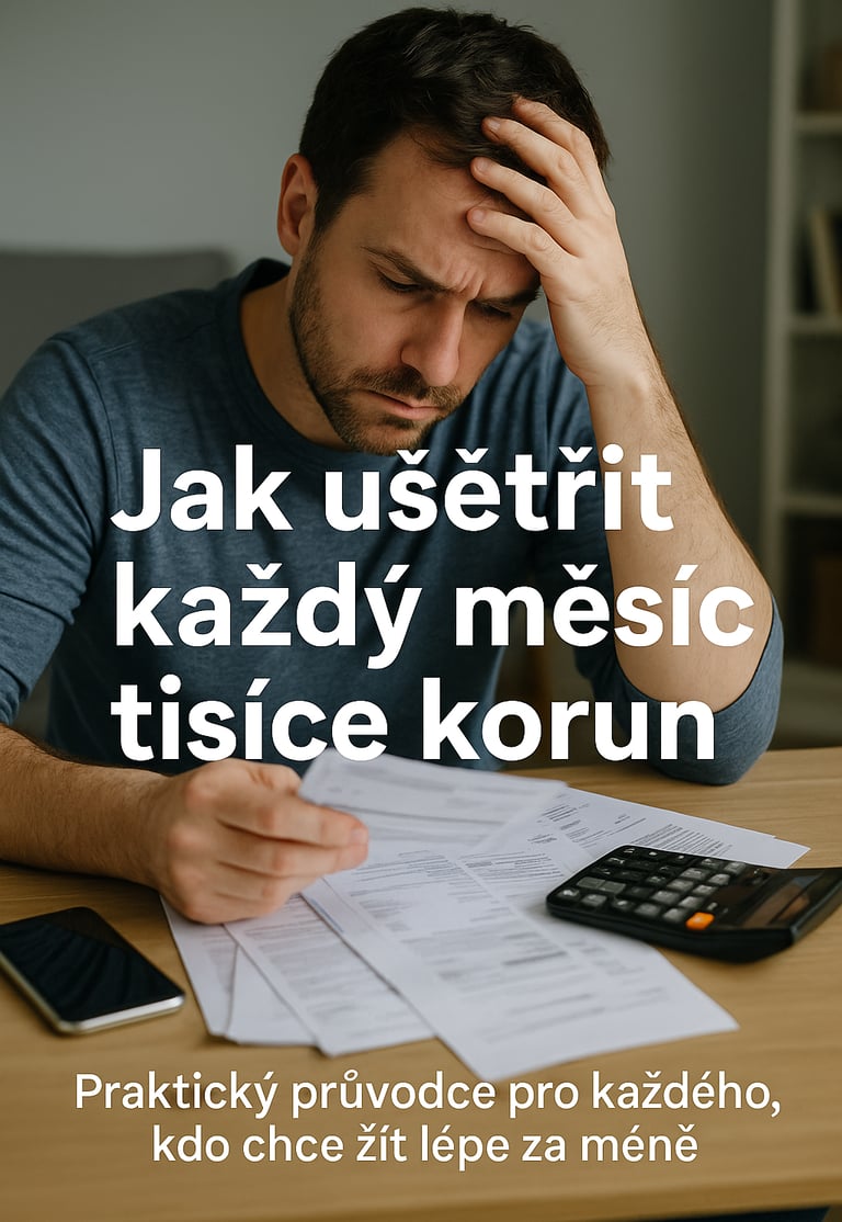 Znepokojený muž počítá výdaje, aby každý měsíc ušetřil.
