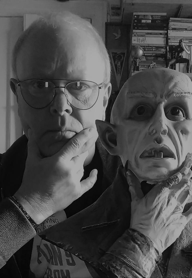 Robin Pierce with the Nosferatu bust. 