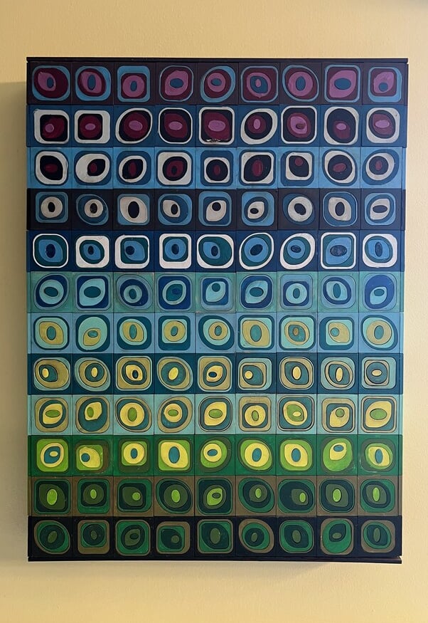 laser cut and colorfully painted mosaic puzzle