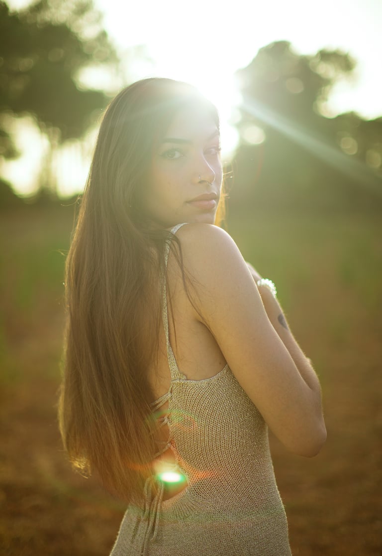foto de modelo en el atardecer