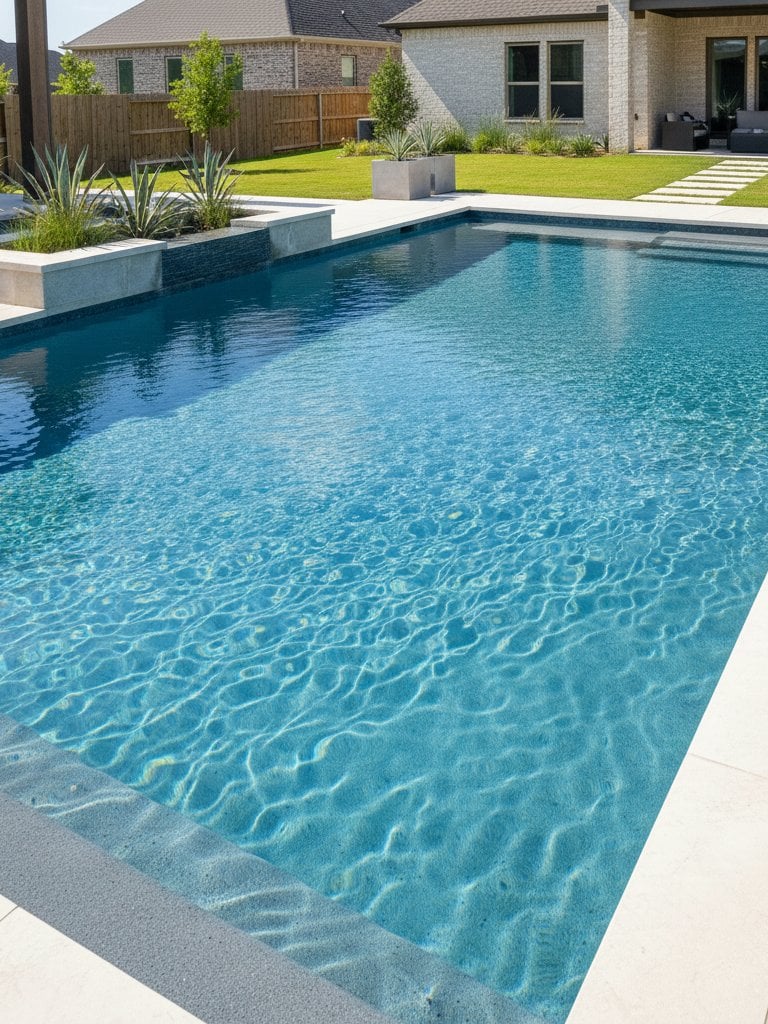 Crystal clear backyard pool in Leander, Texas