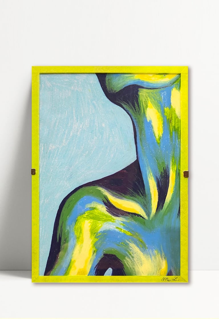 a painting of a woman's torso and torso