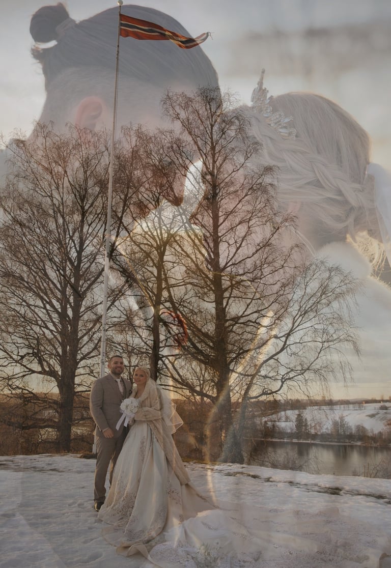 Bryllup dag i Vinter i Norge