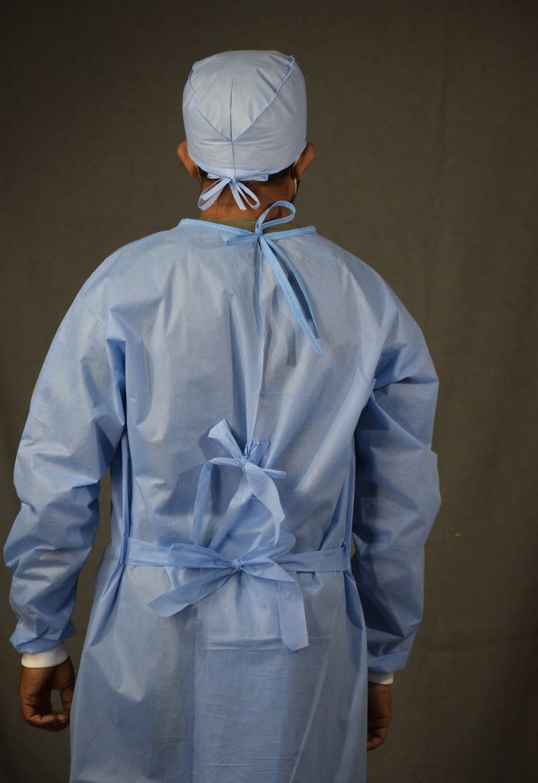 SMS surgical gown with secured tag