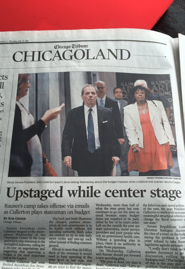 Elias "Louie" Mossos, walking into meeting with Sen Don Harmon, Sen. Mattie Hunter to discuss budget