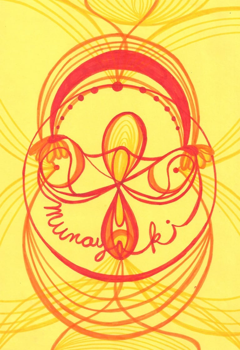 poster y dibujo sobre el segundo chacra y rito numero 13 Munay Ki