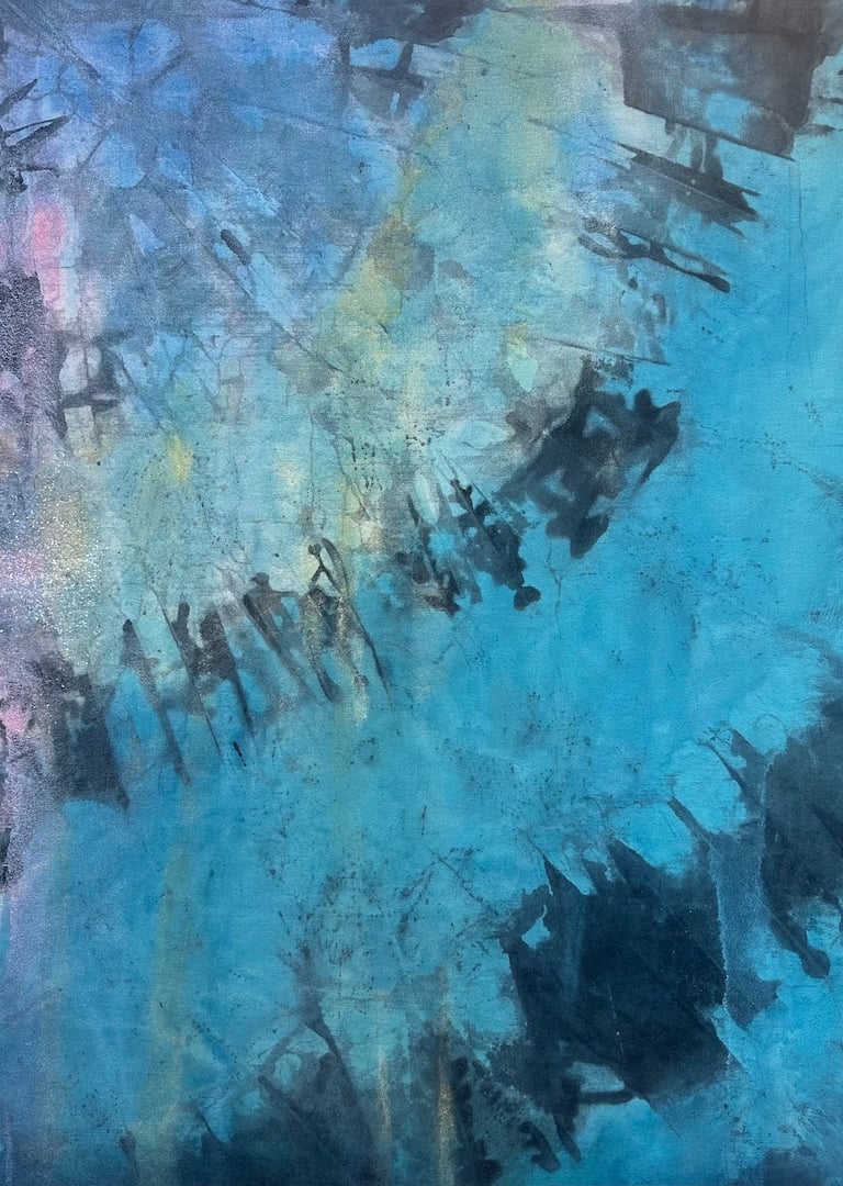 Fans of Tenderness, 40 x 30 inches Inks and Diamond Dust on Canvas, 2024  Inquire for price