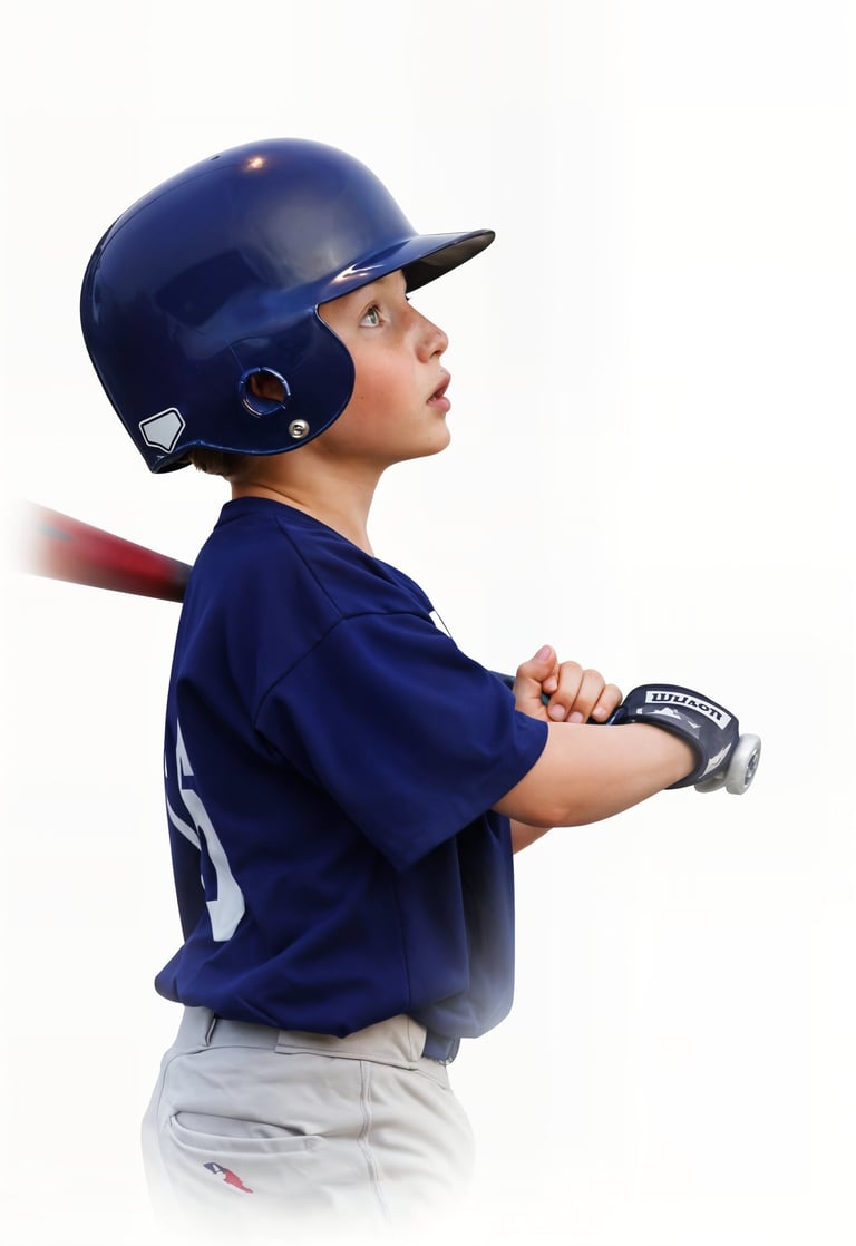 Youth players wear Baseball Badge helmet decals and work toward higher ranks.