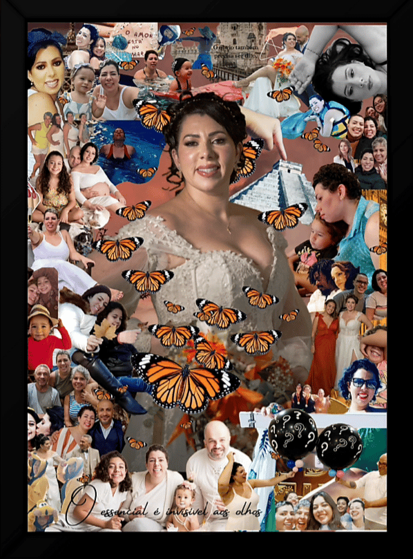 a collage of a woman in a wedding dress