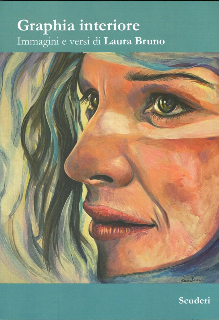 Graphia interiore book cover by Laura Bruno featuring a colorful portrait painting of a woman's face.