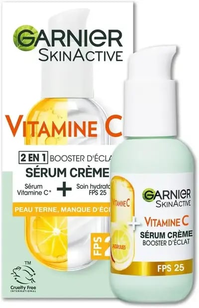 GARNIER Skin Active - Sérum Crème Booster D'Éclat 2-En-1 - Hydratation 72h