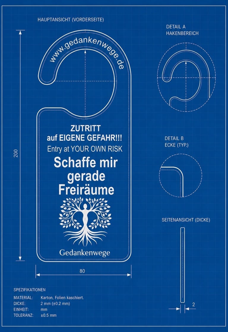 Türanhänger: Schaffe mir gerade Freirräume - Blaupause