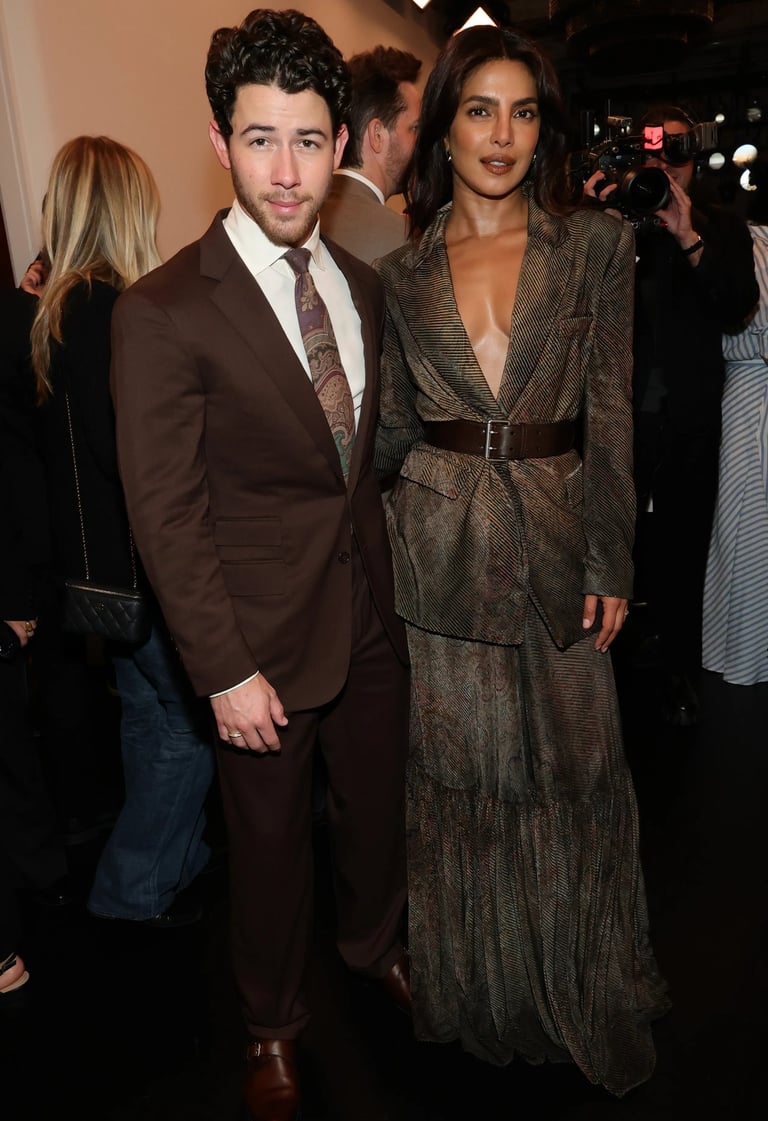 Priyanka Chopra and Nick Jonas at Ralph Lauren NYFW 2025 show.