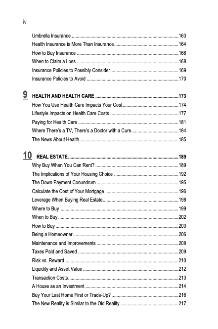 Table of Contents "What Would Dad Do? - Volume 1" Essential Money Management Page iv