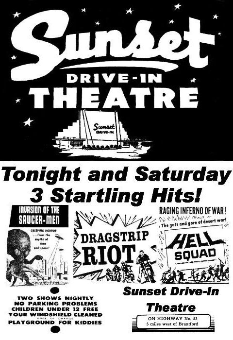 Sunset Drive-in newspaper advertisement