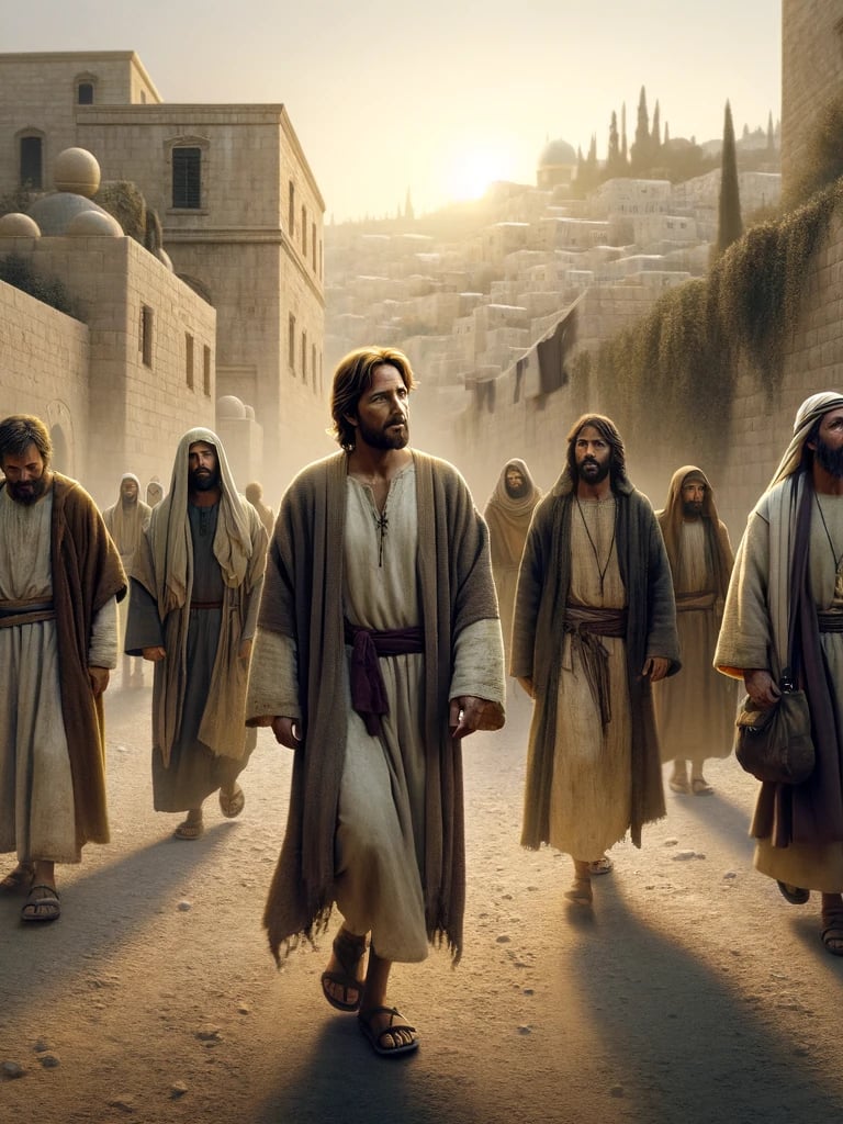 a group of people walking down a street