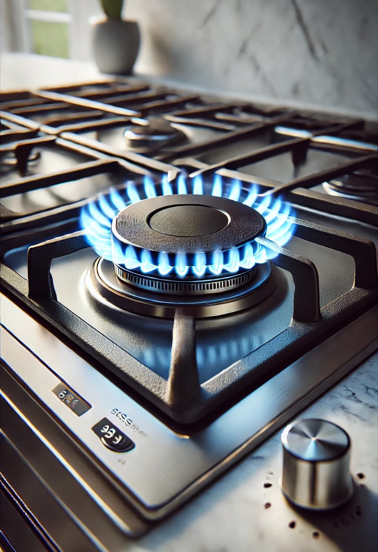 a lit gas burner