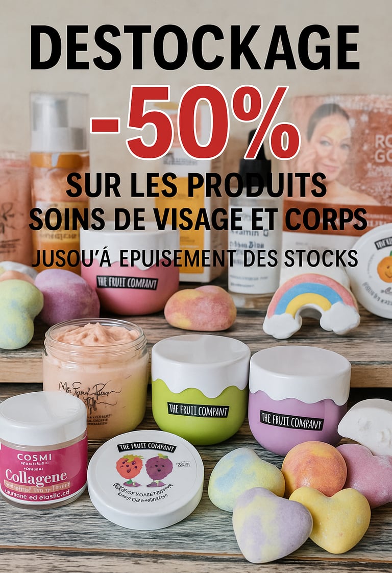 Destockage -50% Soins visage & corps chez my beauty boutique chic