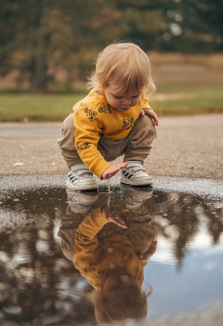 little boy playing in a paddle