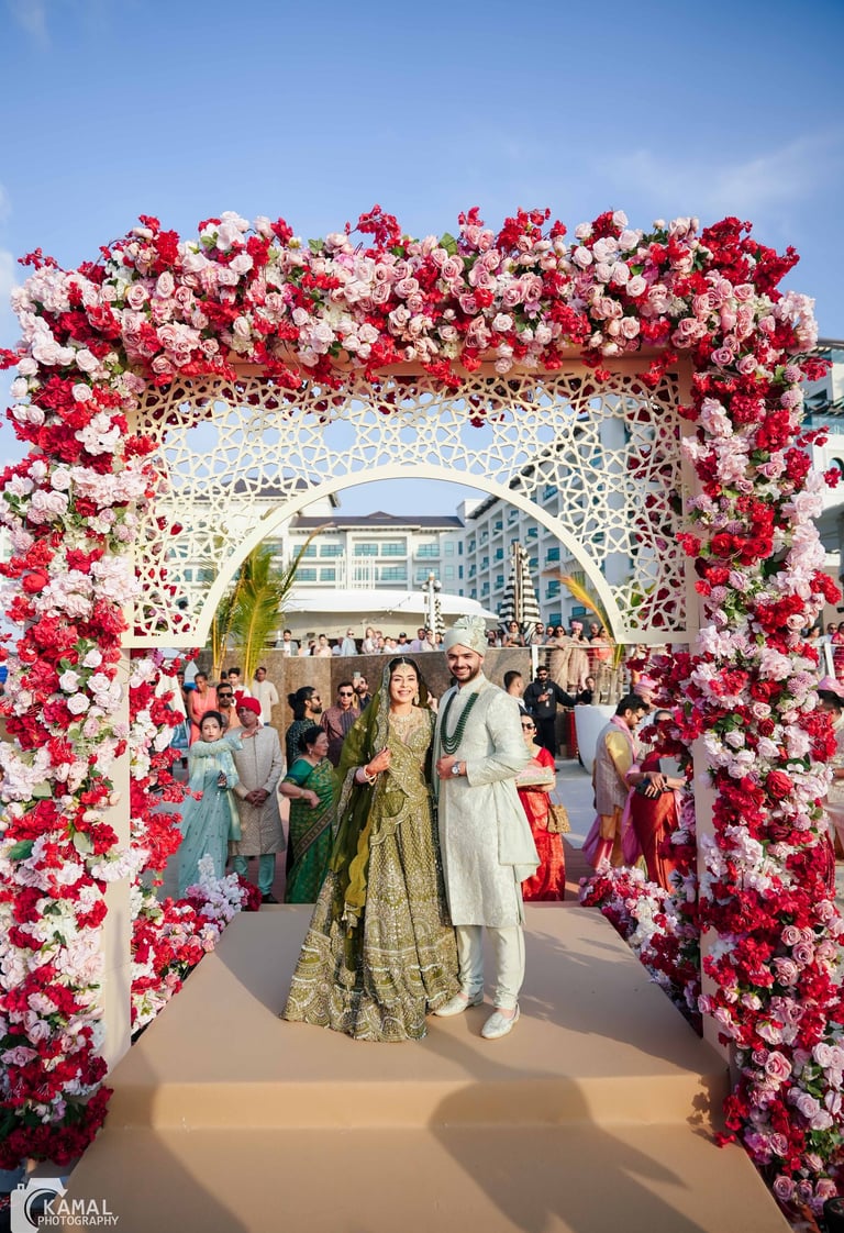 a man and woman in traditional indian wedding ceremony