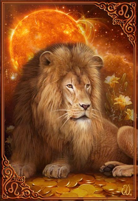 Un lion assis avec le soleil derrière lui
