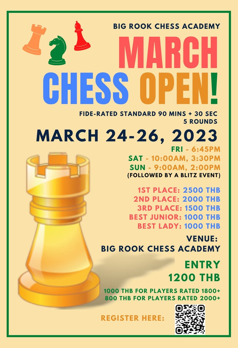 Big Rook Chess Academy March Chess Open, Bangkok, Thailand. Thailand Chess Association