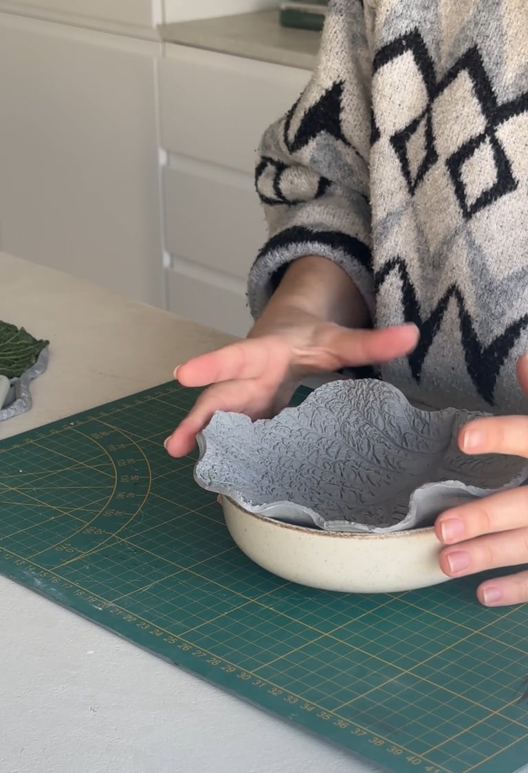 coupelle argile motif chou maison agave