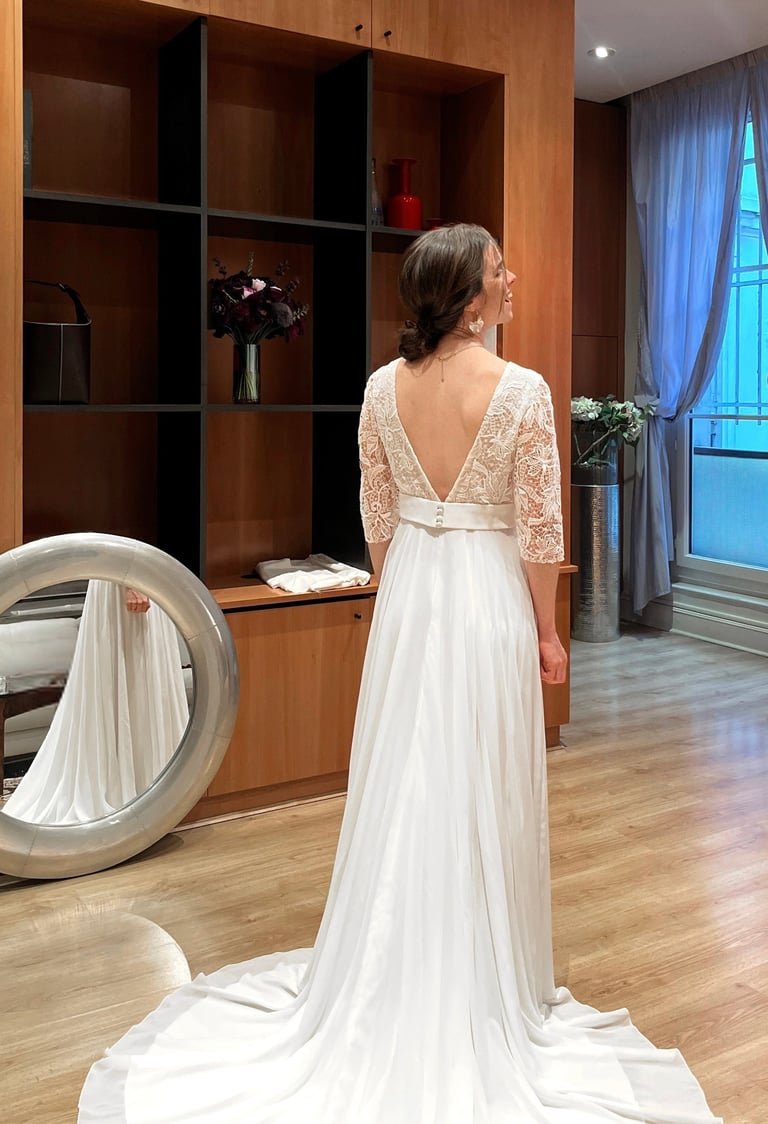 Essayage robe de mariée Blanc Muguet