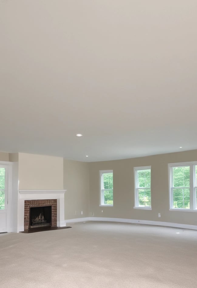 a living room with a fireplace and a fireplace smooth ceiling in Wellesley MA