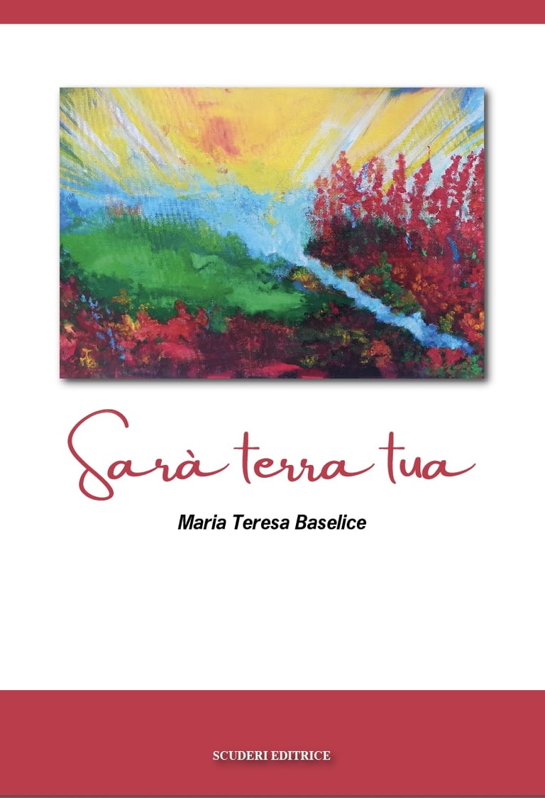 Book cover of Sara terra tua by Maria Teresa Baselice featuring an impressionist landscape painting.