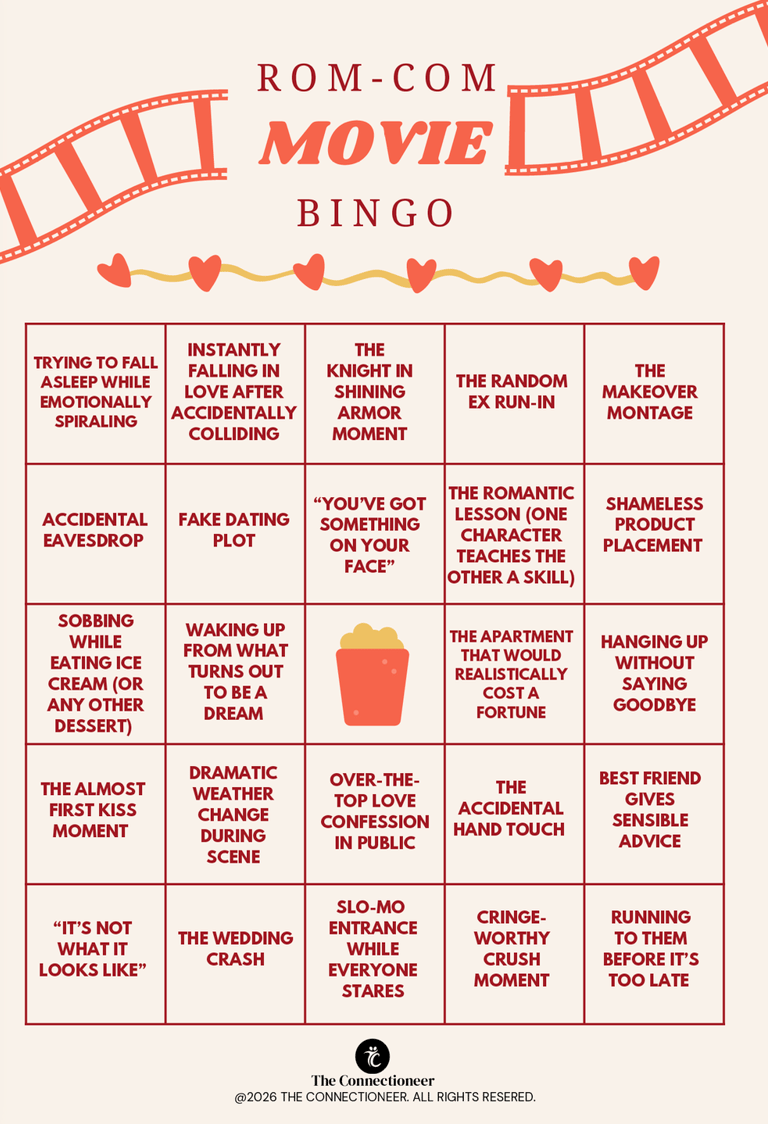 Rom-Com Movie Bingo Card