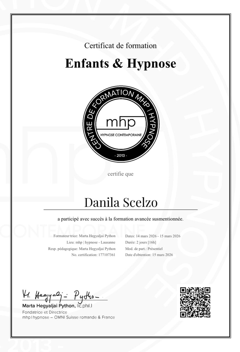 Attestation Enfants & Hypnose - Mhp | Centrum