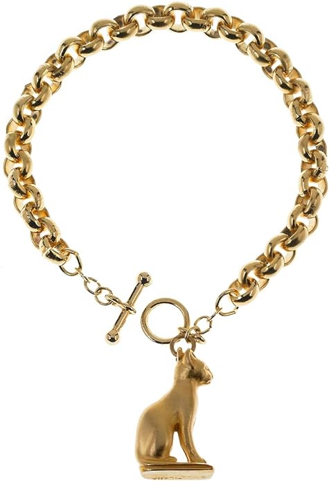 Egyptian Revival Bastet Cat Charm Bracelet