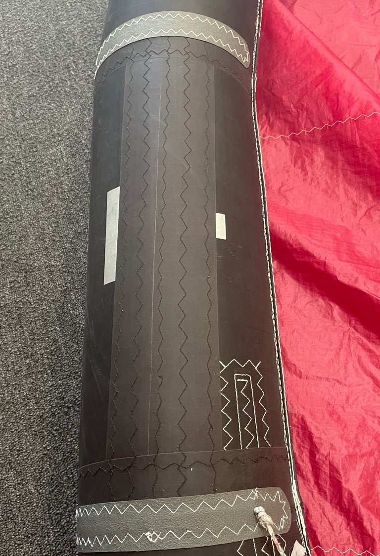 Repaired leading edge of a kite after professional repair at kite & Wing Stuart Florida