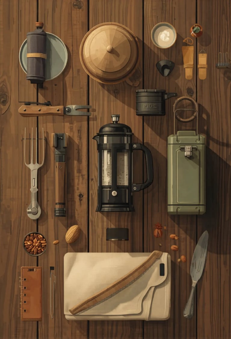 RV road trip camp kitchen essentials including coffee and cooler — Horacio & Visconti