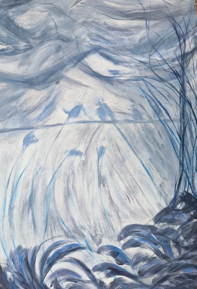 Blue original art on canvas by deluain art