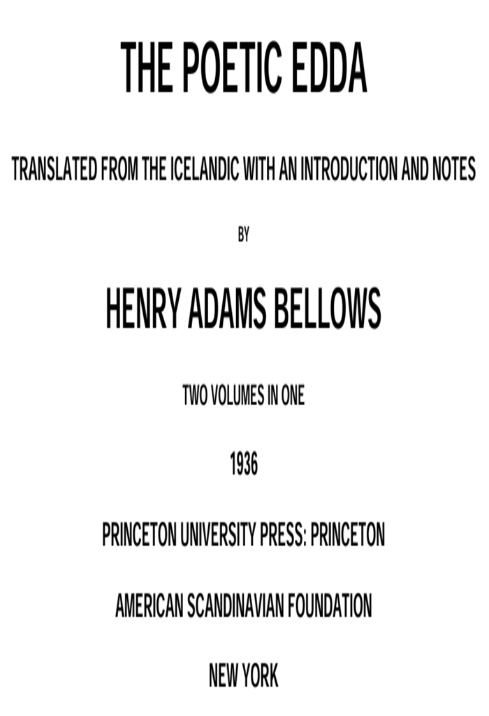 Title page of The Poetic Edda translated by Henry Adams Bellows, published by Princeton University Press.