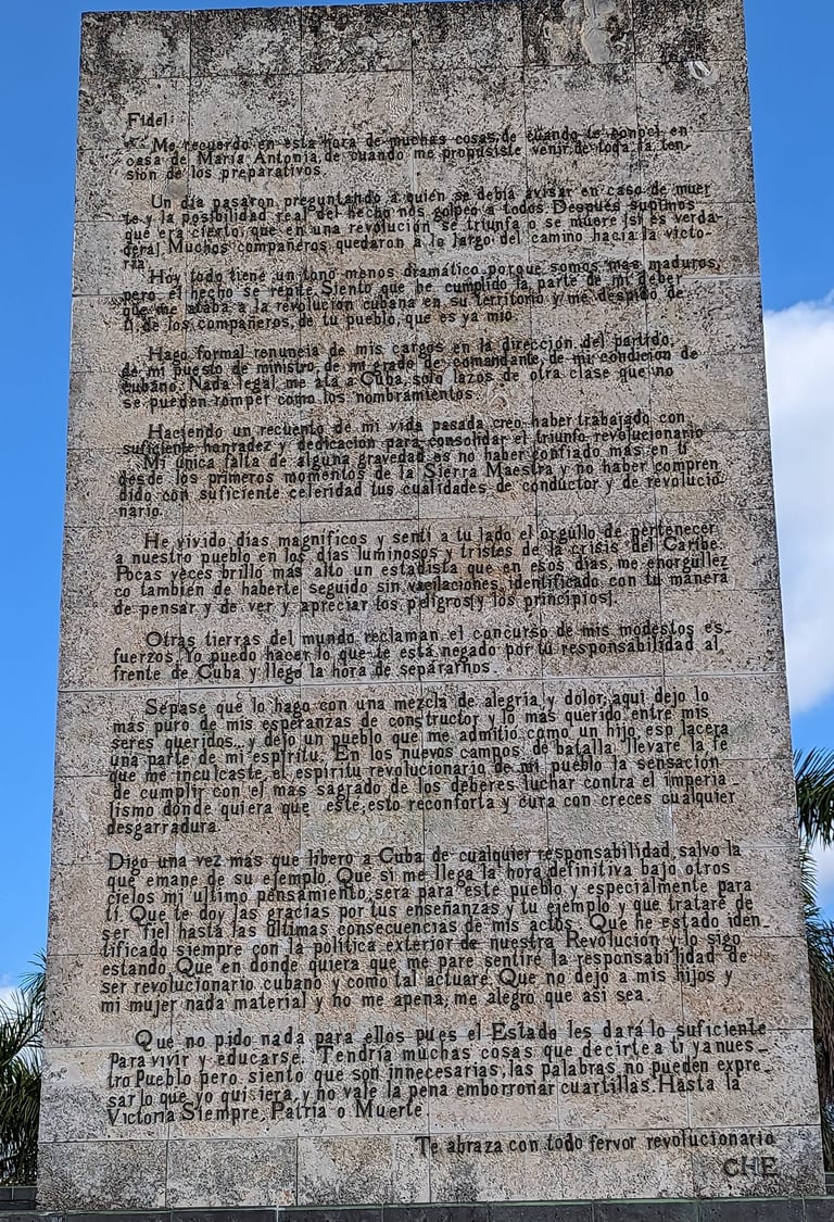 Letter from Che to Fidel at the Che Monument in Santa Clara