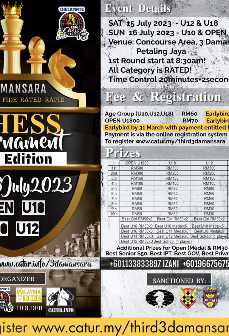 3rd 3Damansara Chess Tournament 2023. Malaysia Chess. Catur Malaysia