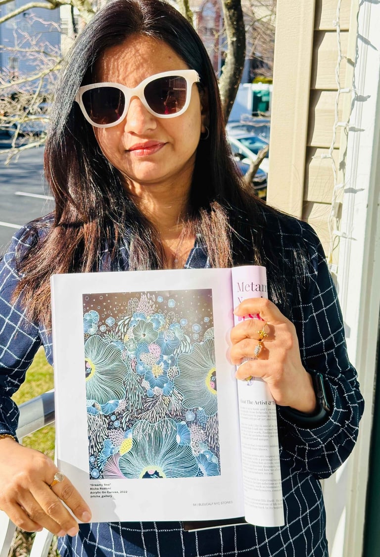 Artist Richa Rashmi featured in Bleucalf Magazine Richa Gallery