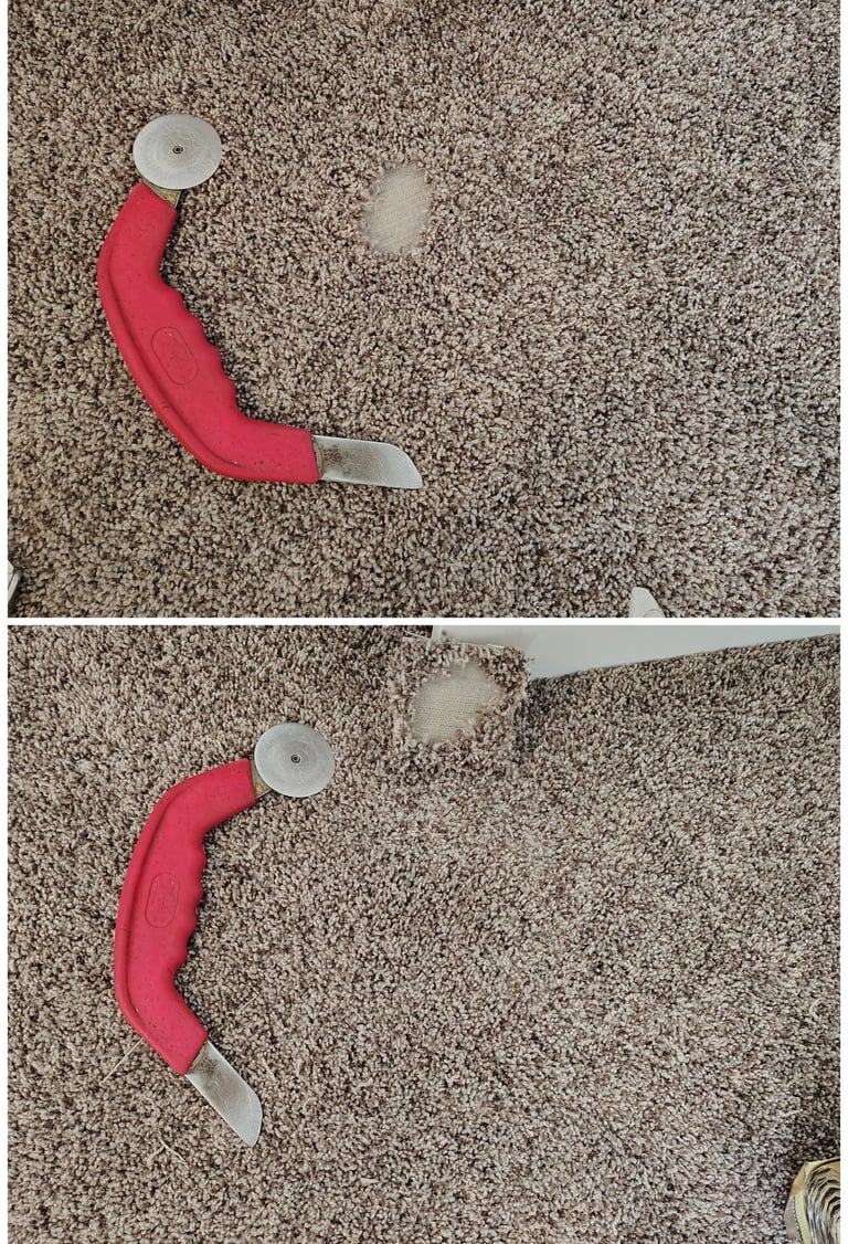 Pet damage was cut out and new carpet expertlay patched in located in Mount Pleasant, UT.