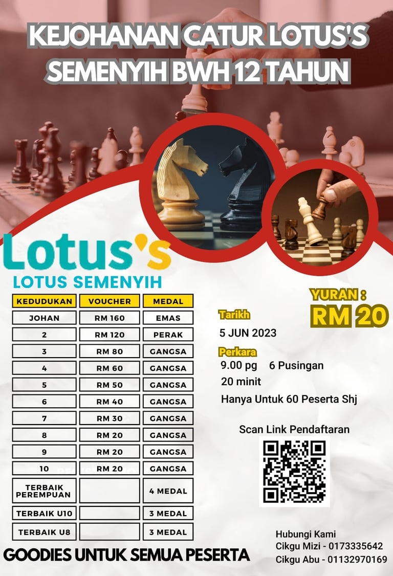 Kejohanan Catur Lotus’s Semenyih Bwh 12 Tahun. Catur Malaysia. Malaysia Chess Tournament
